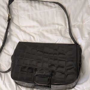 Elegant Black Croc Pattern Bag